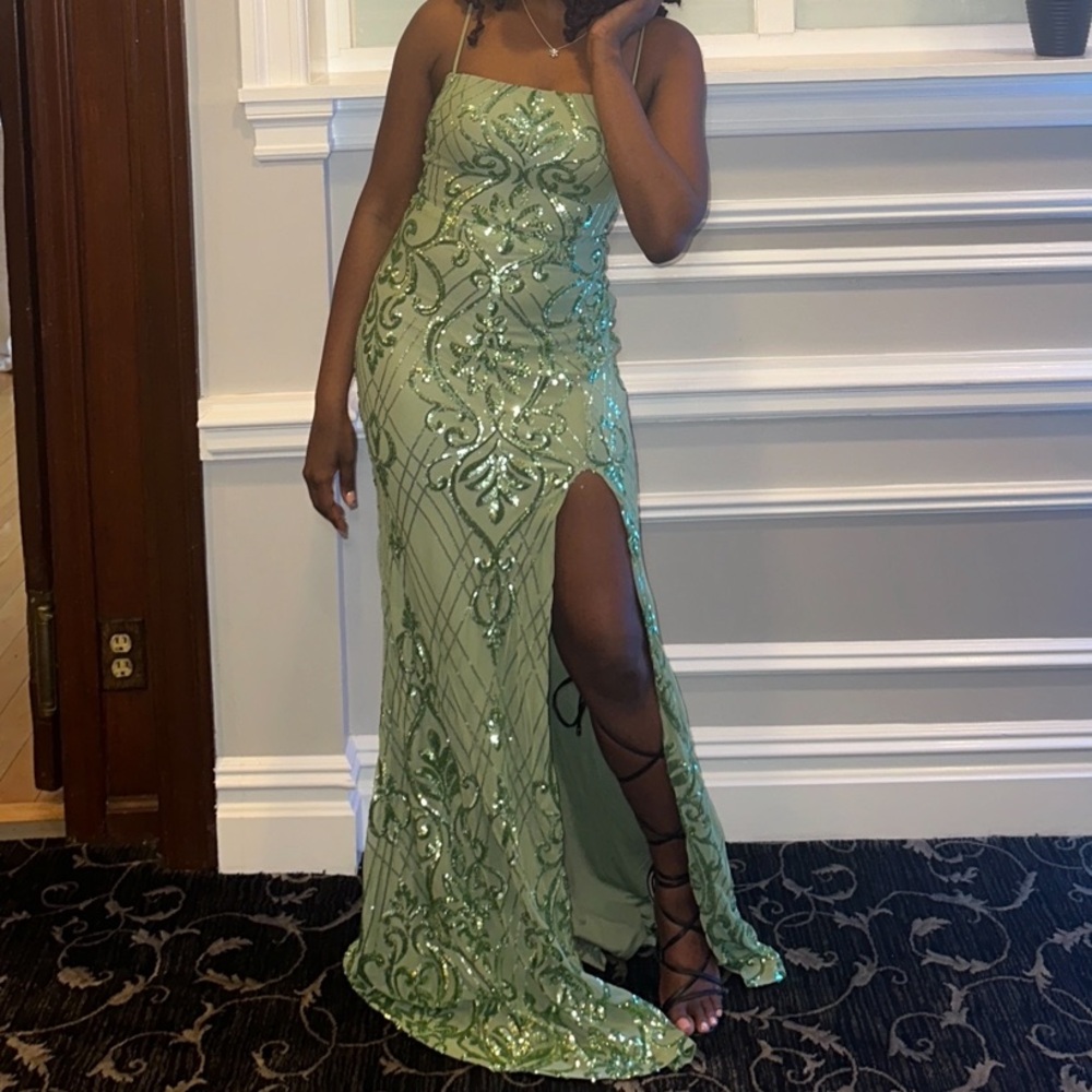 Elegant Green Sequin Gown